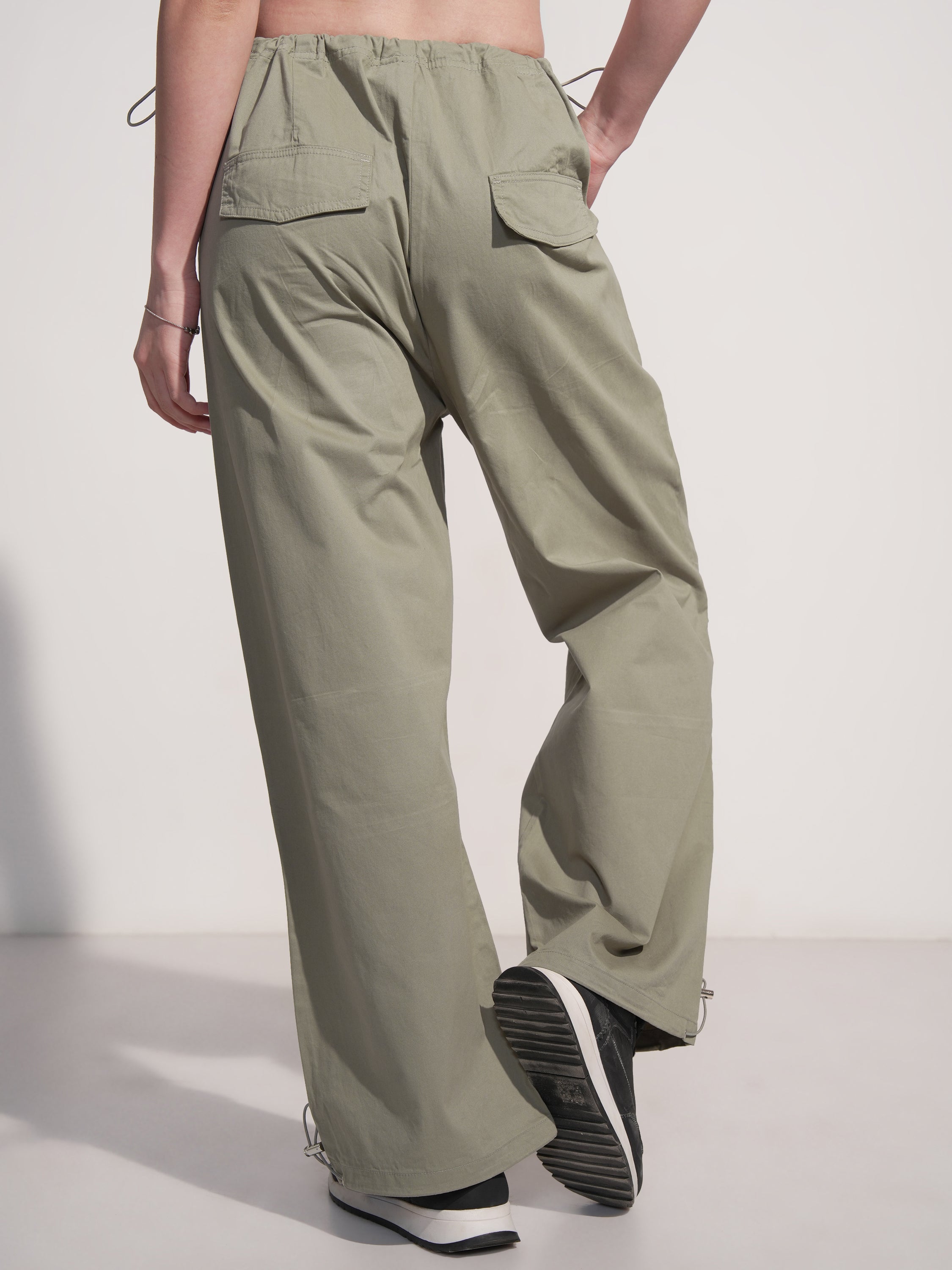 Tokyo Talkies Women Olive Solid Baggy Joggers - Olive - Image 3