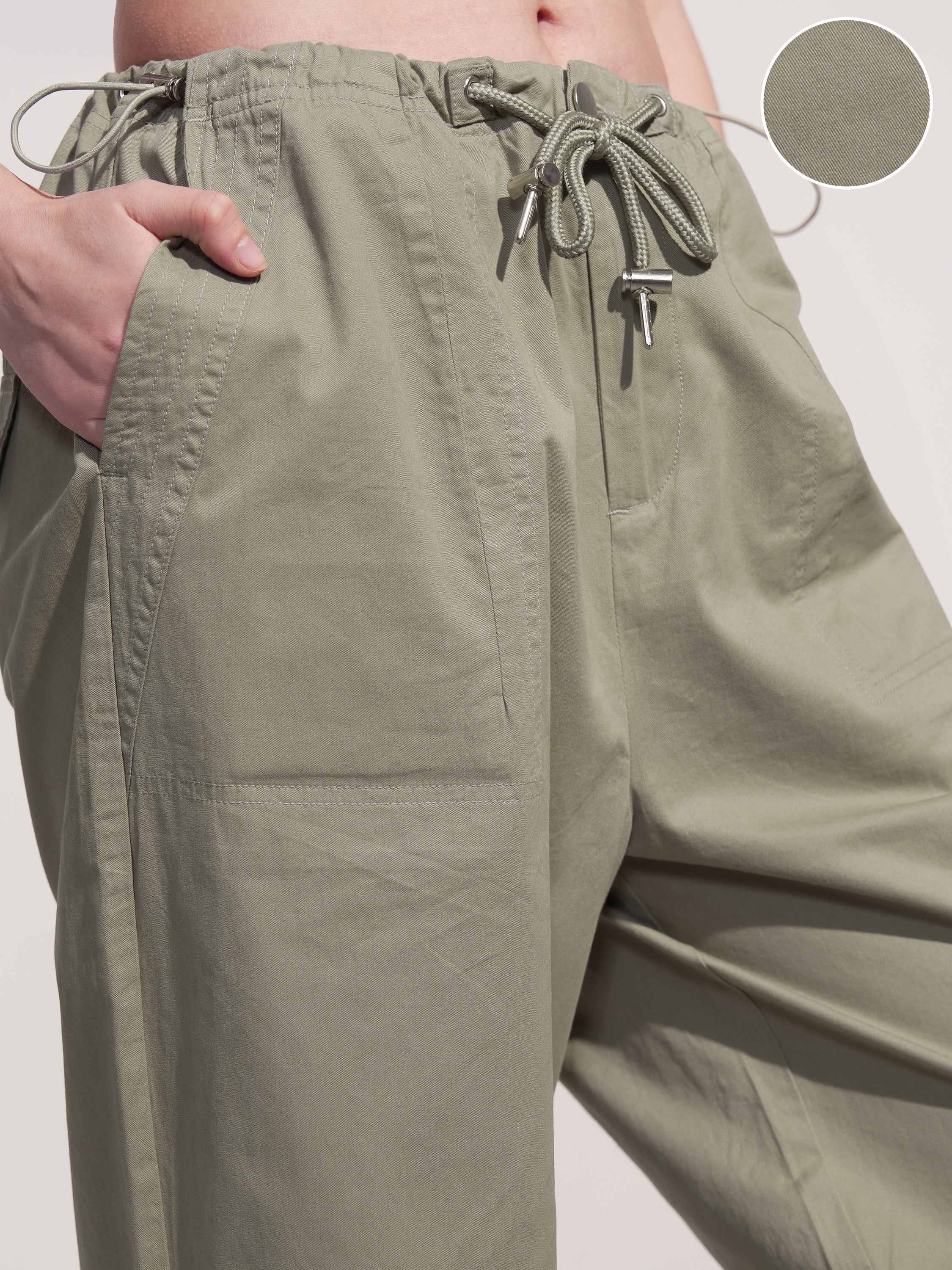Tokyo Talkies Women Olive Solid Baggy Joggers - Olive - Image 5