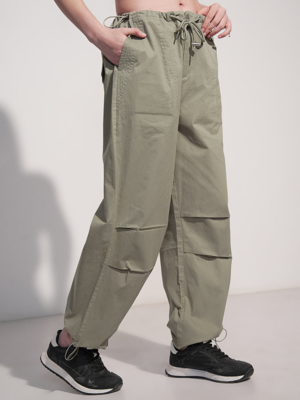Tokyo Talkies Women Olive Solid Baggy Joggers - Olive - Image 6