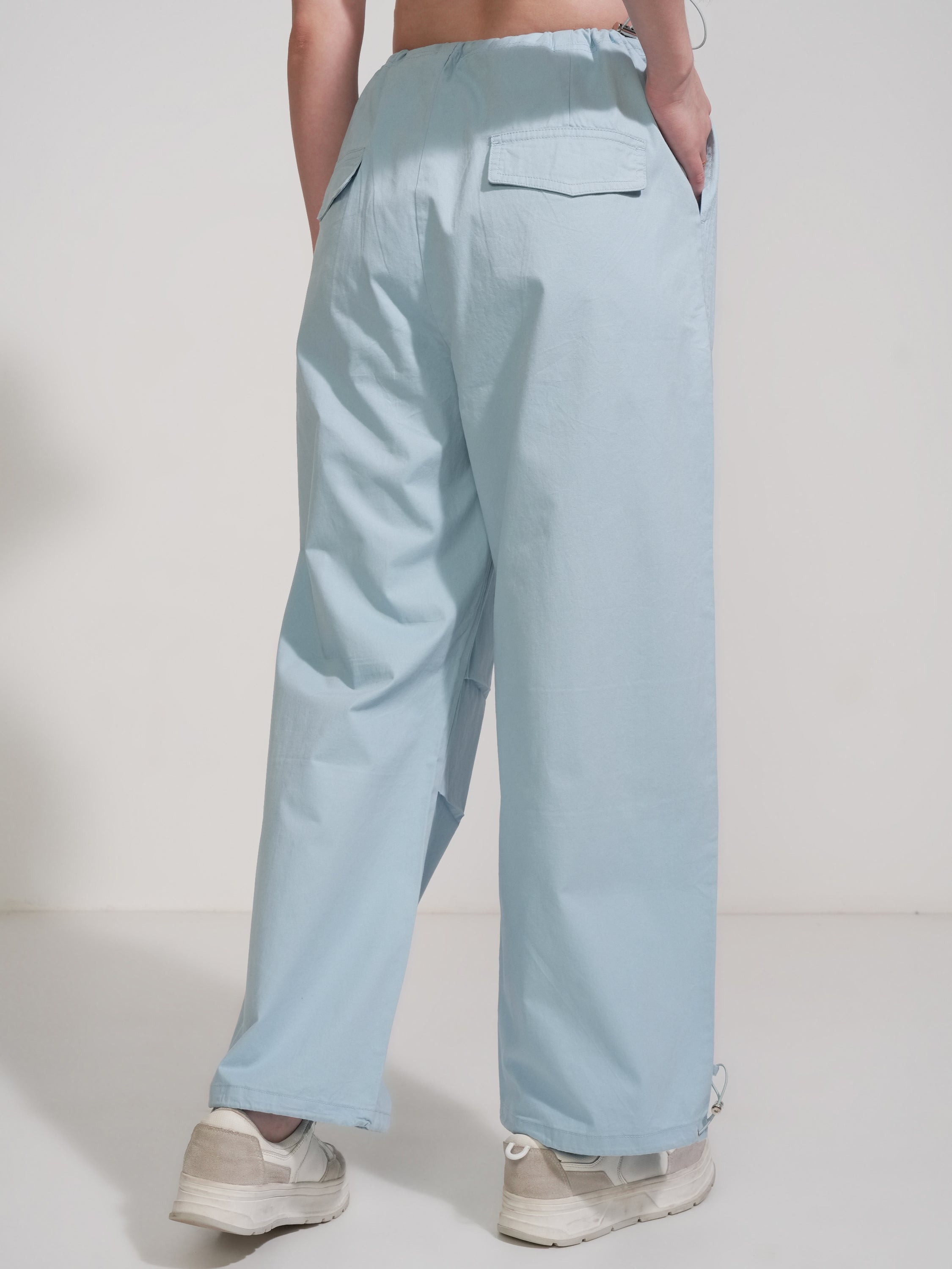 Tokyo Talkies Women Blue Solid Baggy Casual Trouser - Blue - Image 3