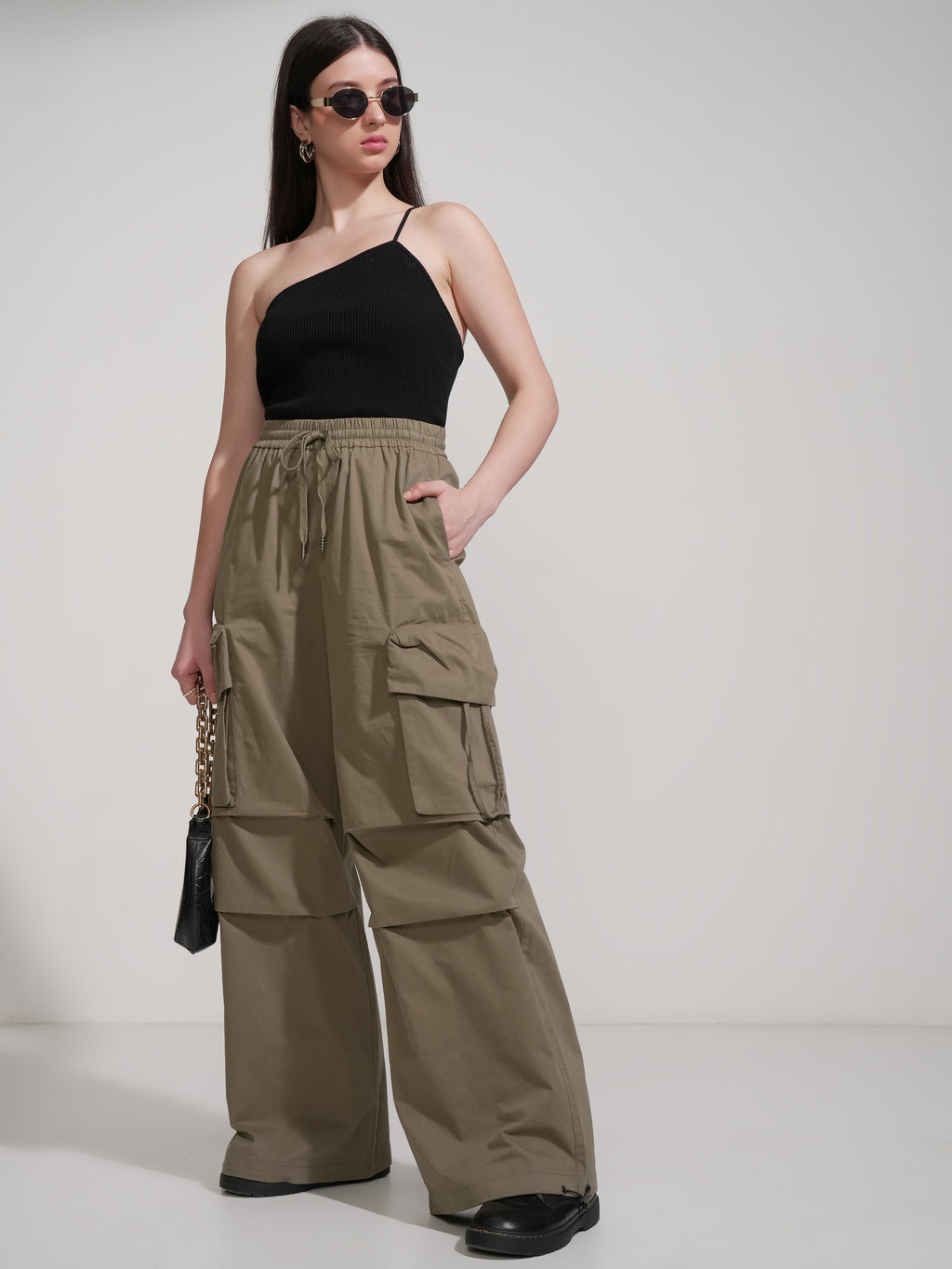 Tokyo Talkies Women Olive Solid Straight Fit Joggers - Olive - Image 2