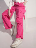 Tokyo Talkies Women Pink Solid Straight Fit Joggers - Pink - Image 1