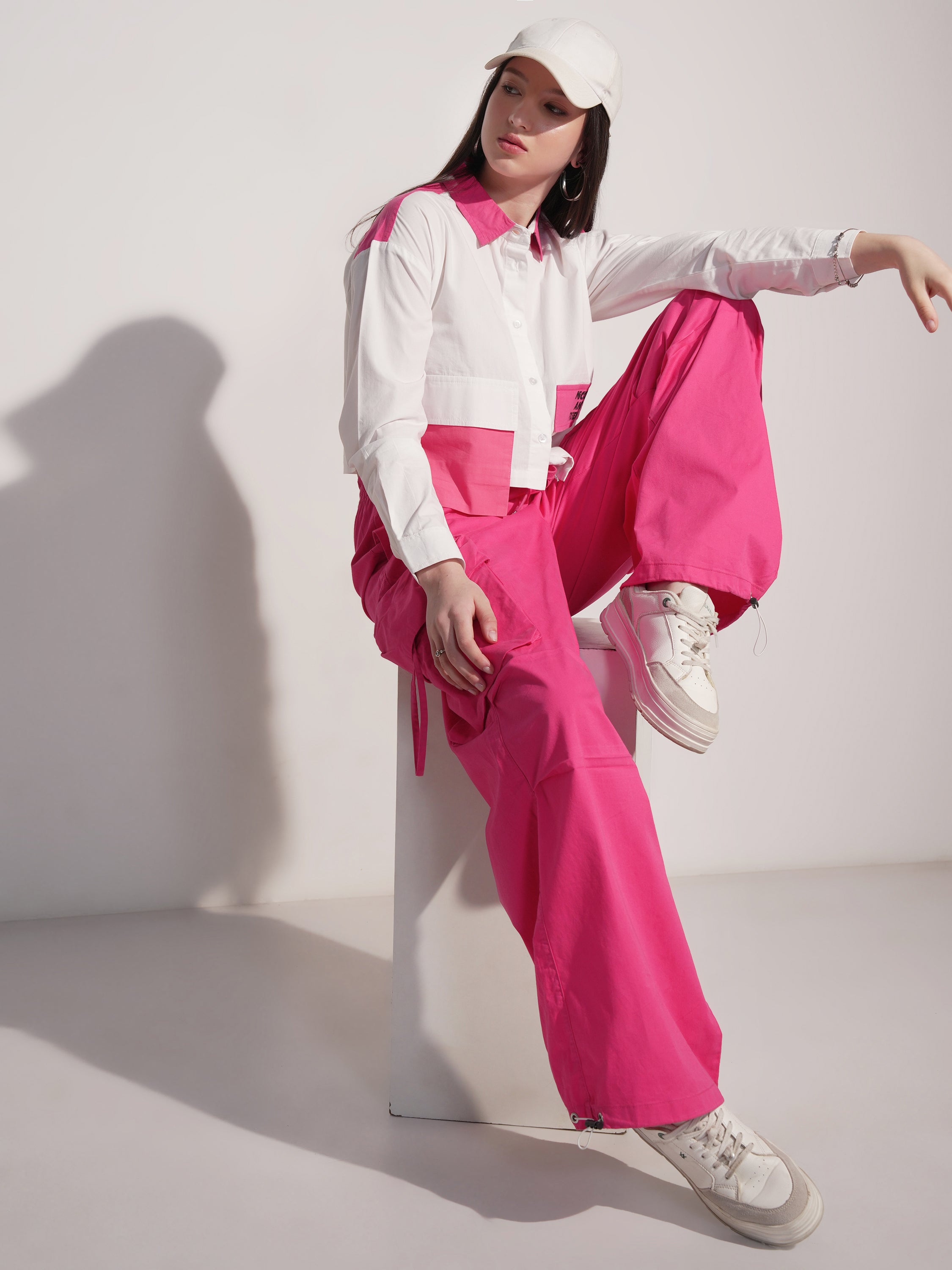 Tokyo Talkies Women Pink Solid Straight Fit Joggers - Pink - Image 2