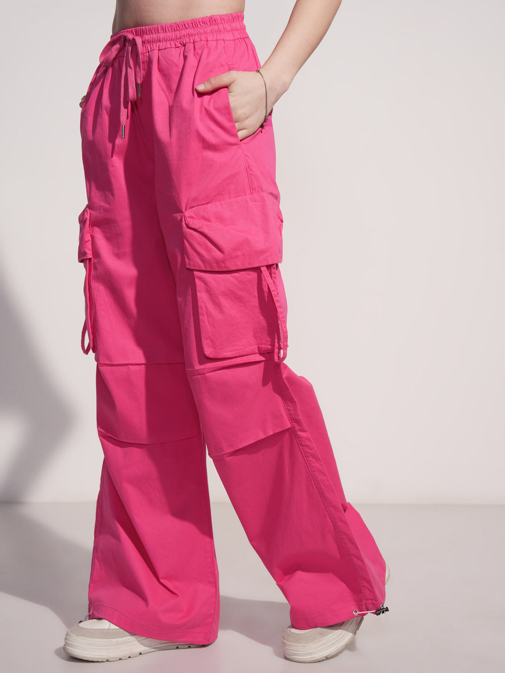 Tokyo Talkies Women Pink Solid Straight Fit Joggers - Pink - Image 4