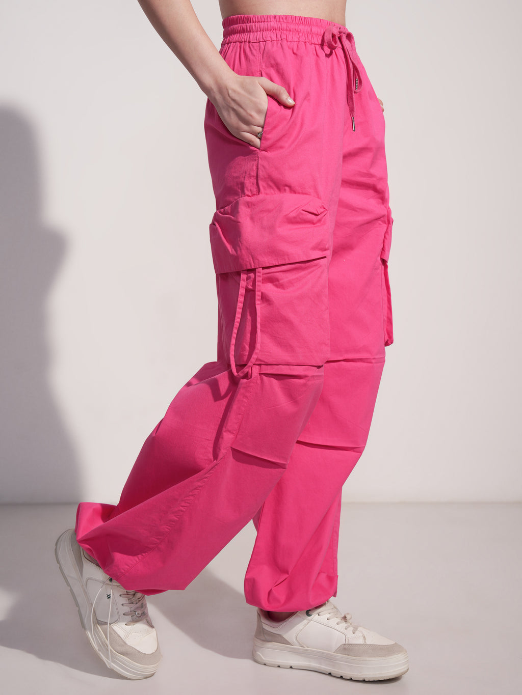 Tokyo Talkies Women Pink Solid Straight Fit Joggers - Pink - Image 6