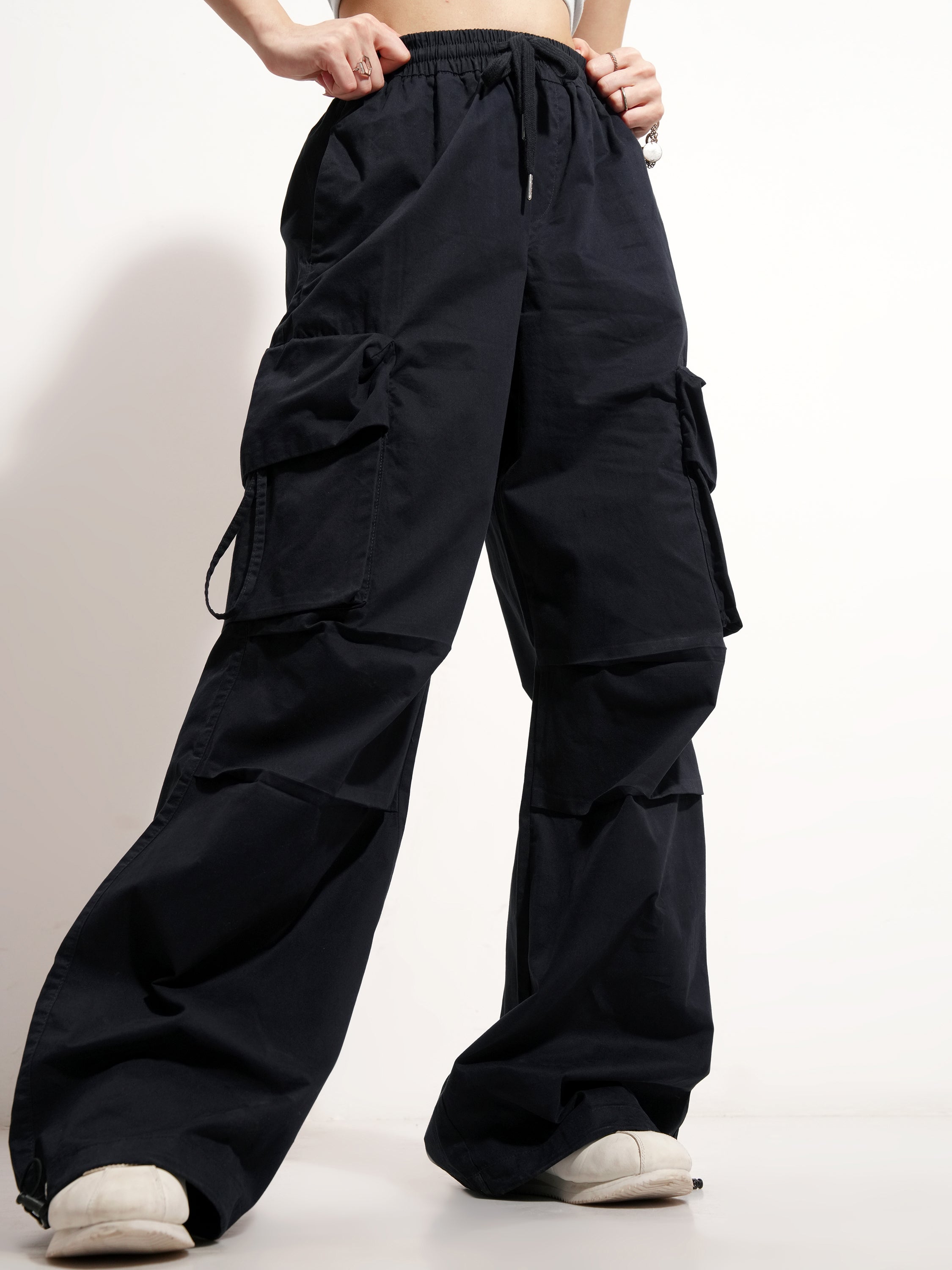 Tokyo Talkies Women Black Solid Straight Fit Joggers - Black - Image 1