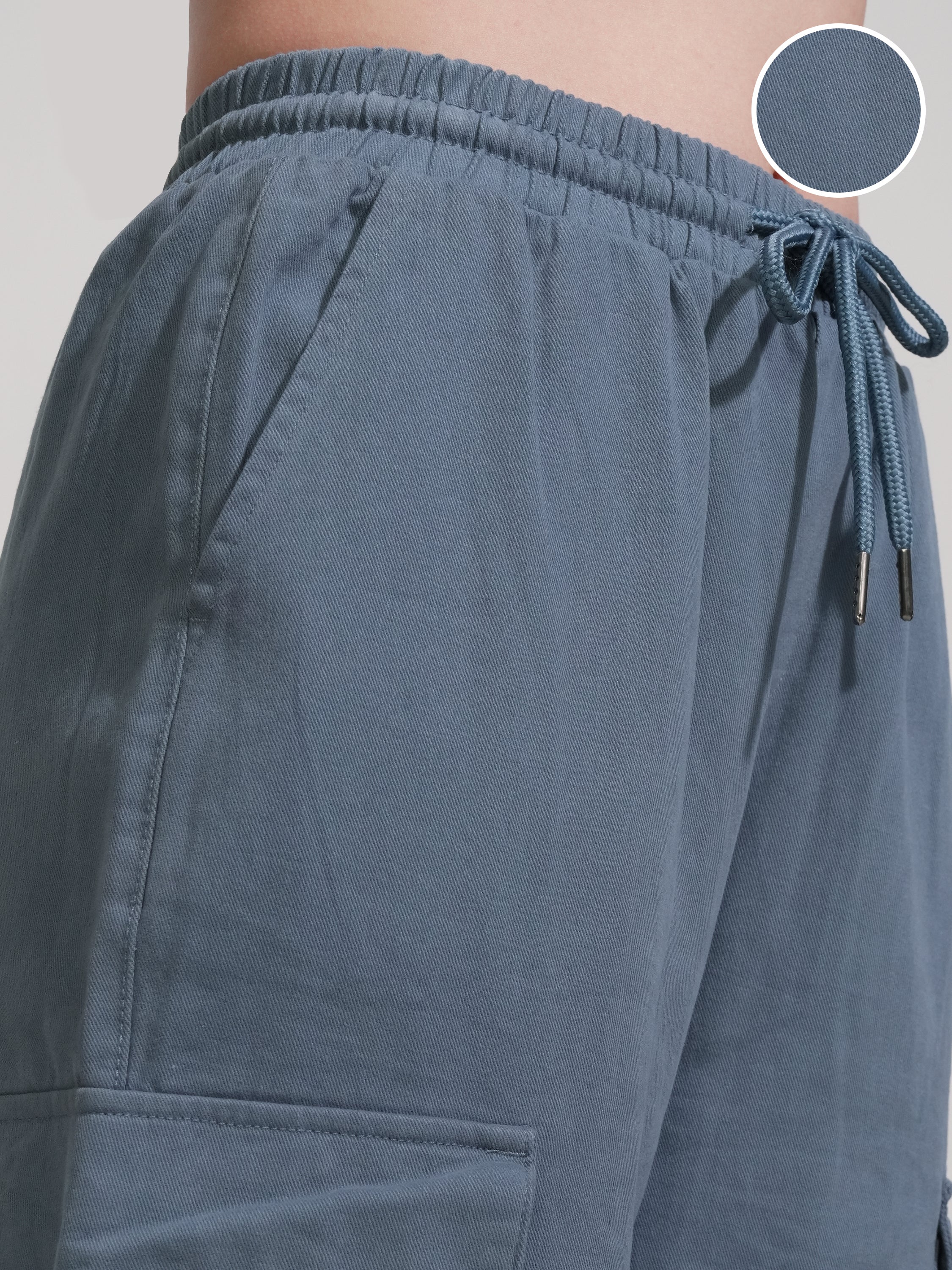 Tokyo Talkies Women Blue Solid Straight Fit Cargos - Blue - Image 5