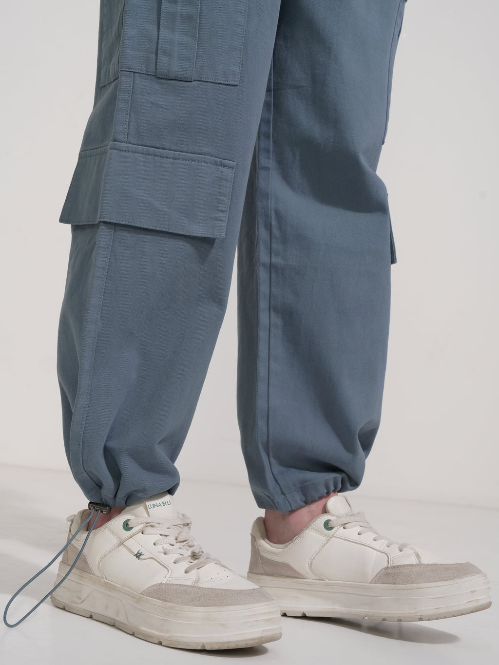 Tokyo Talkies Women Blue Solid Straight Fit Cargos - Blue - Image 7