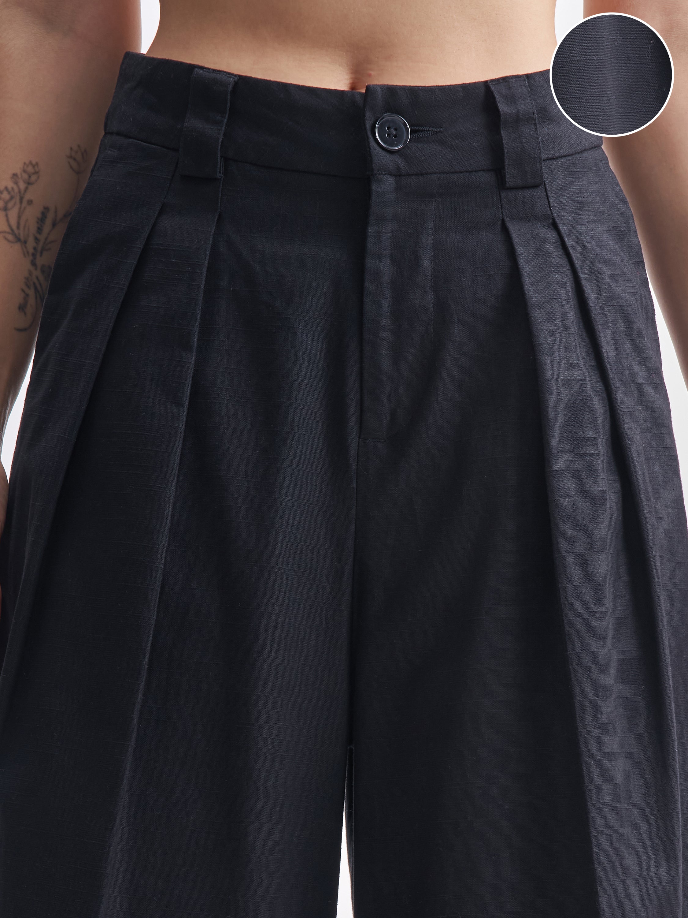 Tokyo Talkies Women Black Solid Regular Fit Casual Trouser - Black - Image 5
