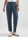 Street By Tokyo Talkies Women Blue Solid Tapered Fit Regular Trouser - Blue - Image 1