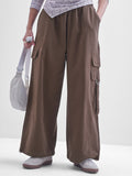 Tokyo Talkies Women Brown Solid Straight Fit Cargos - Brown - Image 1