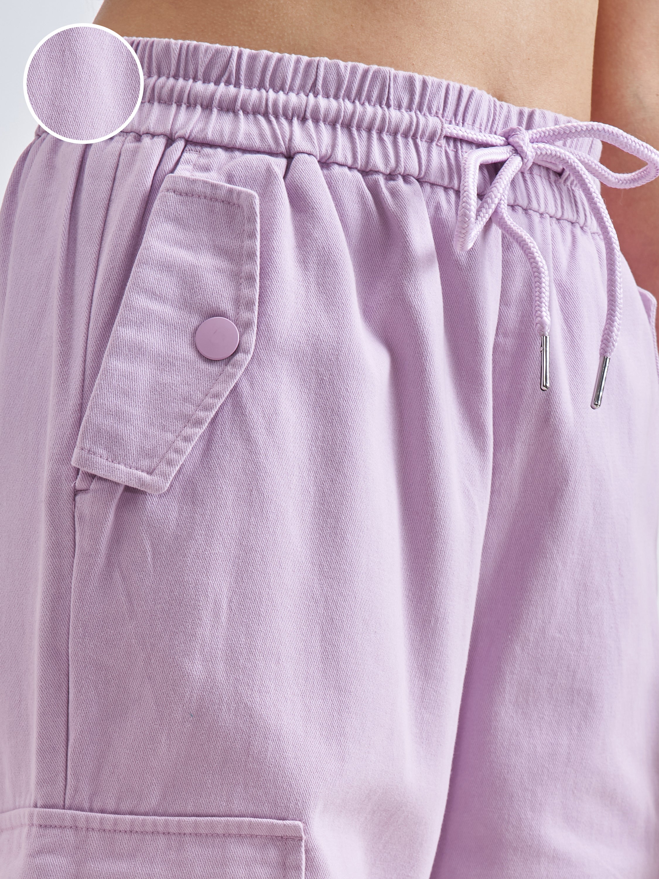 Street By Tokyo Talkies Women Purple Solid Straight Fit Cargos - Purple - Image 5