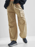 Street By Tokyo Talkies Women Beige Solid Straight Fit Cargos - Beige - Image 1