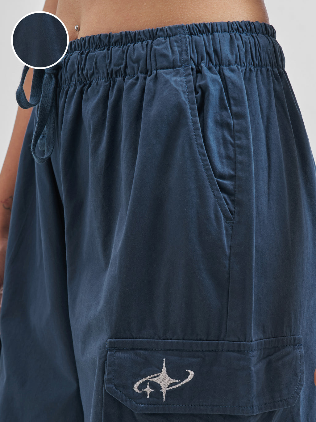 Street By Tokyo Talkies Women Blue Solid Straight Fit Cargos - Blue - Image 5