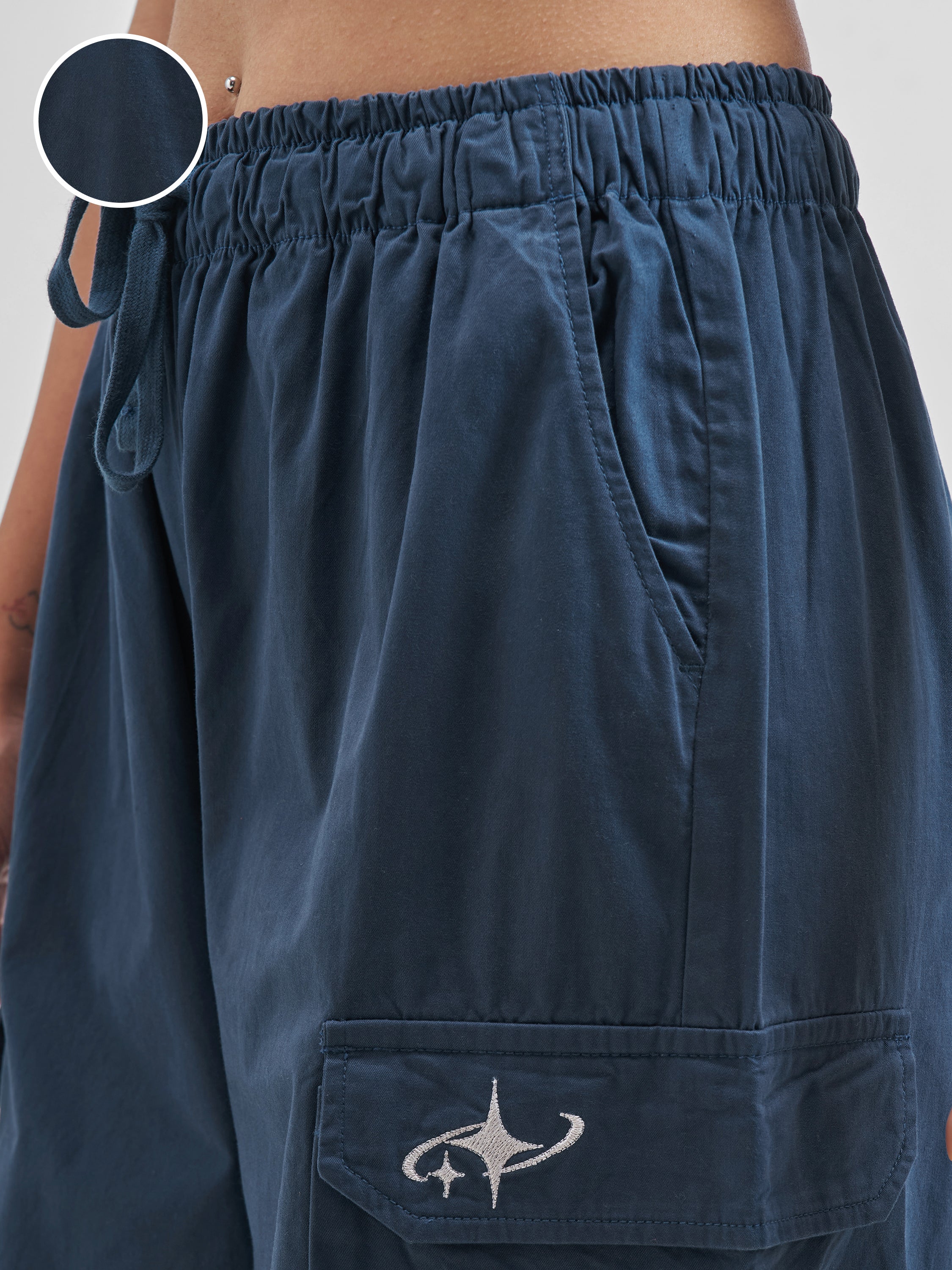 Street By Tokyo Talkies Women Blue Solid Straight Fit Cargos - Blue - Image 5