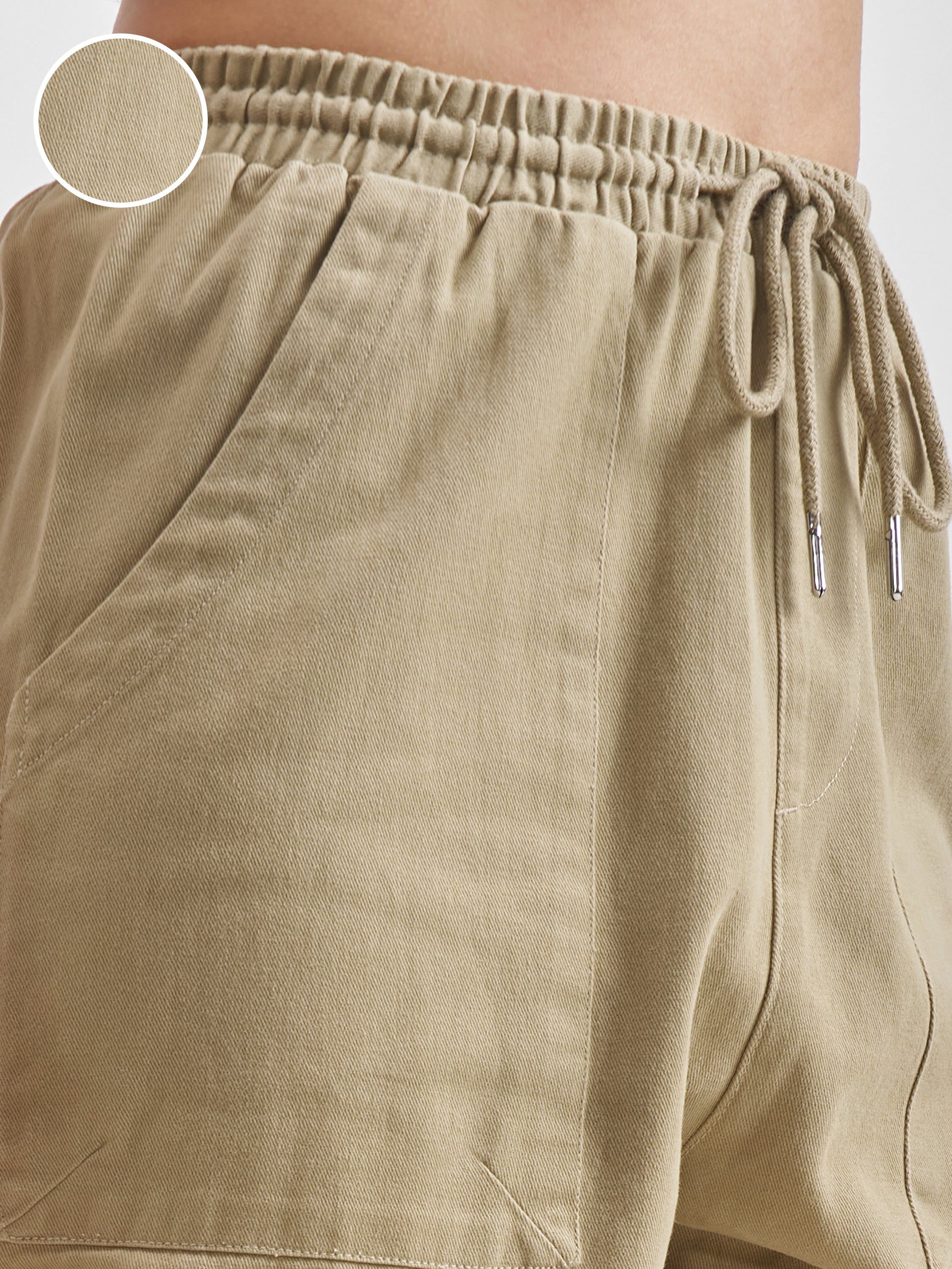 Street By Tokyo Talkies Women Beige Solid Regular Fit Cargos - Beige - Image 5