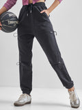 Street By Tokyo Talkies Women Black Solid Regular Fit Cargos - Black - Image 1