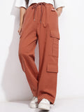 Tokyo Talkies Women Rust Solid Straight Fit Cargos - Rust - Image 1