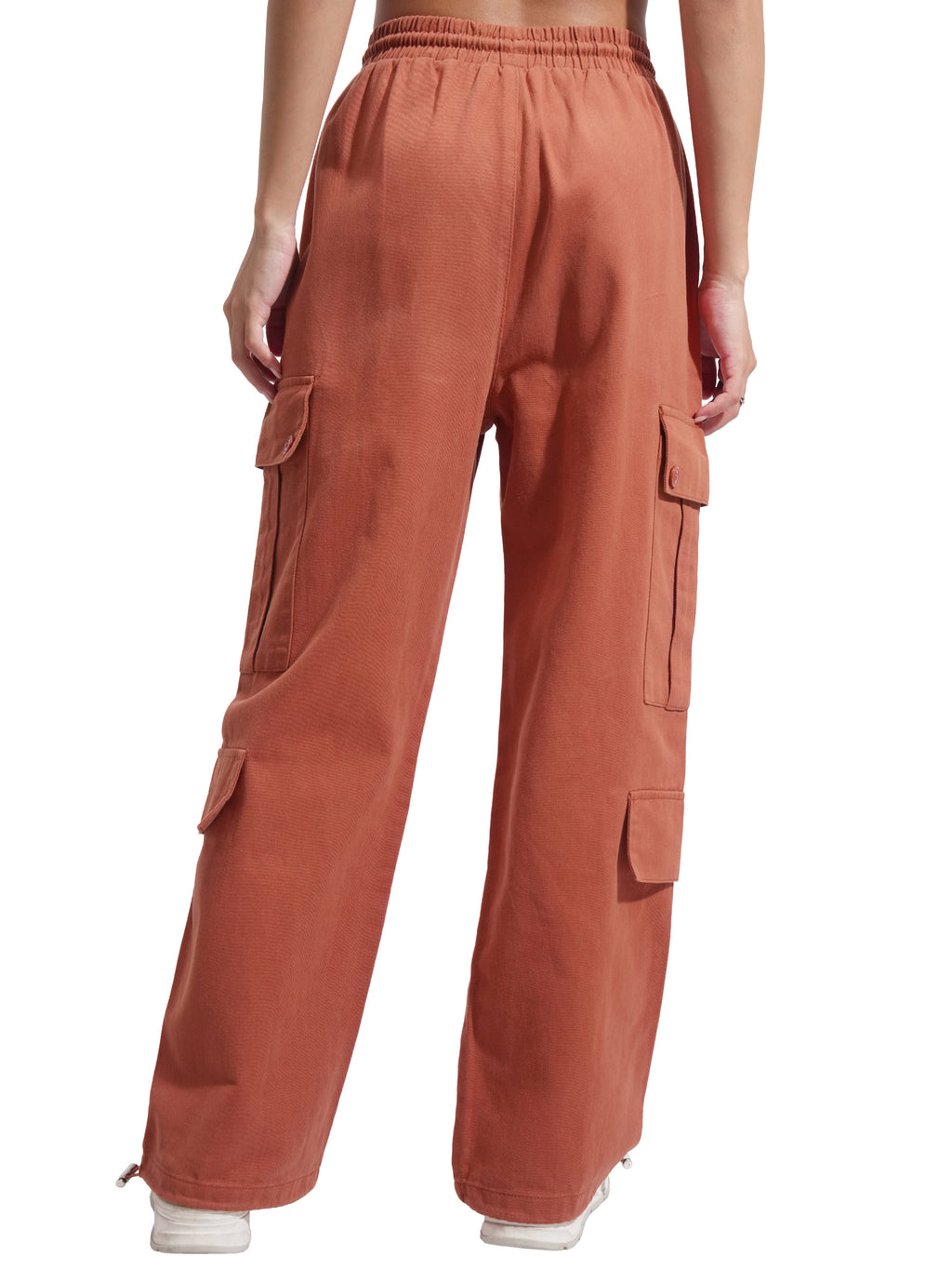 Tokyo Talkies Women Rust Solid Straight Fit Cargos - Rust - Image 8
