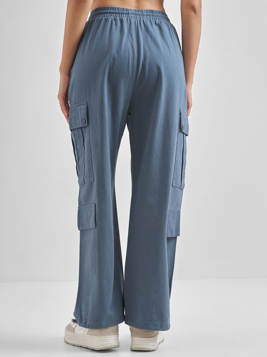 Street By Tokyo Talkies Women Blue Solid Straight Fit Cargos - Blue - Image 3
