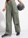 Tokyo Talkies Women Olive Solid Straight Fit Cargos - Olive - Image 1