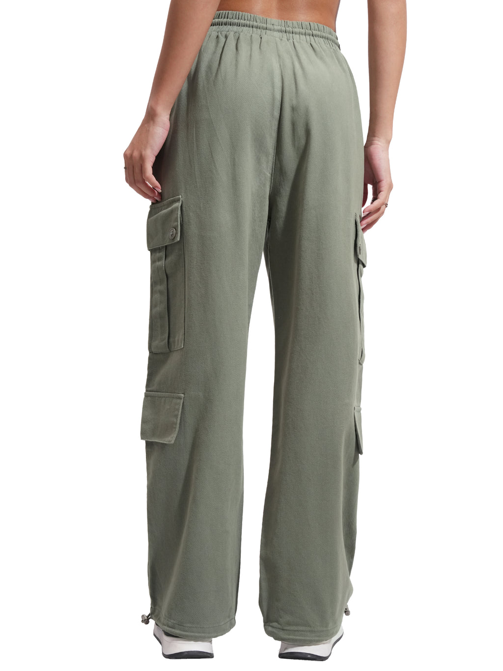 Tokyo Talkies Women Olive Solid Straight Fit Cargos - Olive - Image 8
