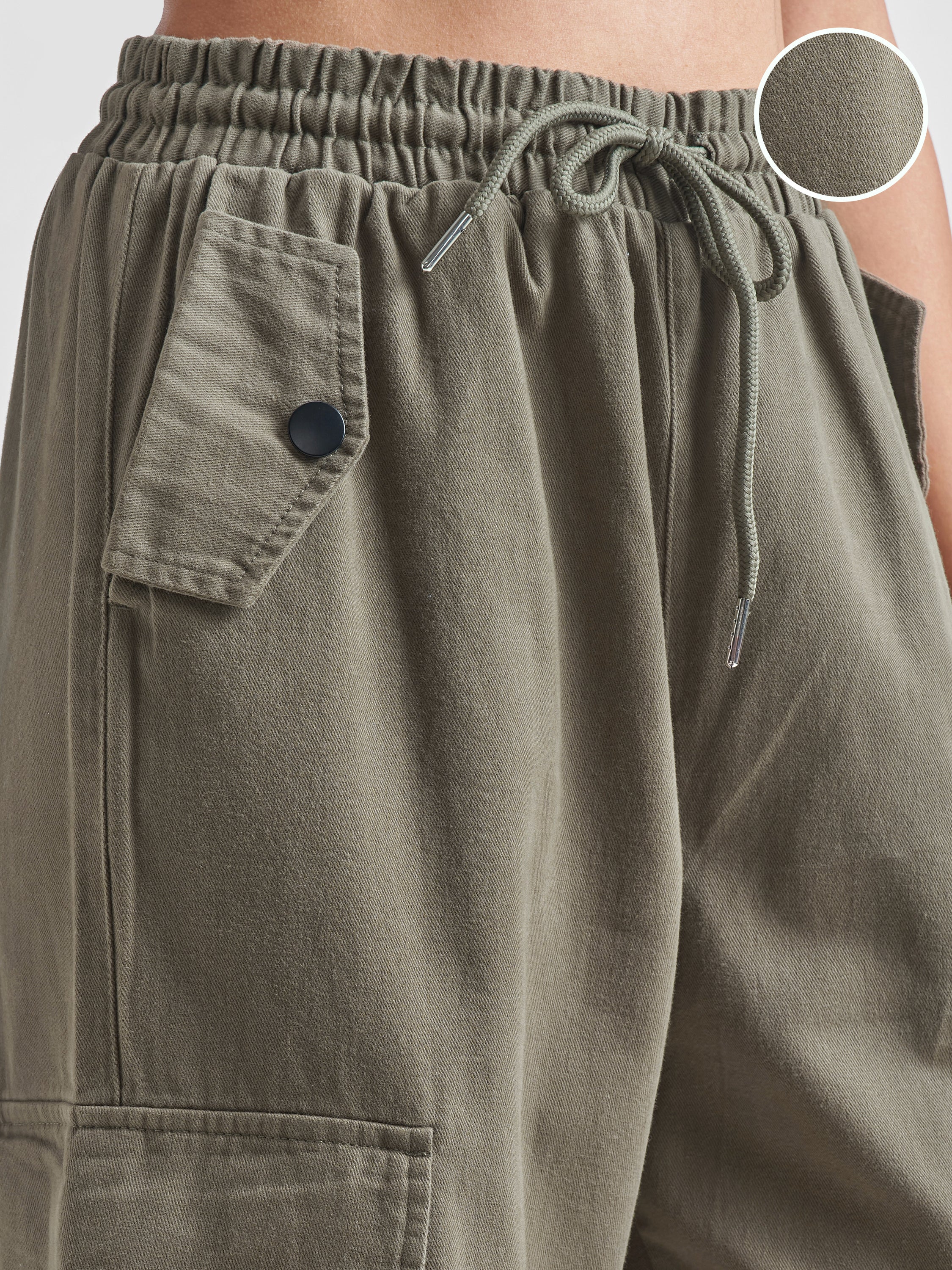Tokyo Talkies Women Olive Solid Straight Fit Cargos - Olive - Image 5