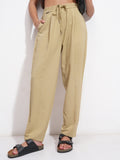 Tokyo Talkies Women Brown SOlid Regular Fit Casual Trouser - Brown - Image 1