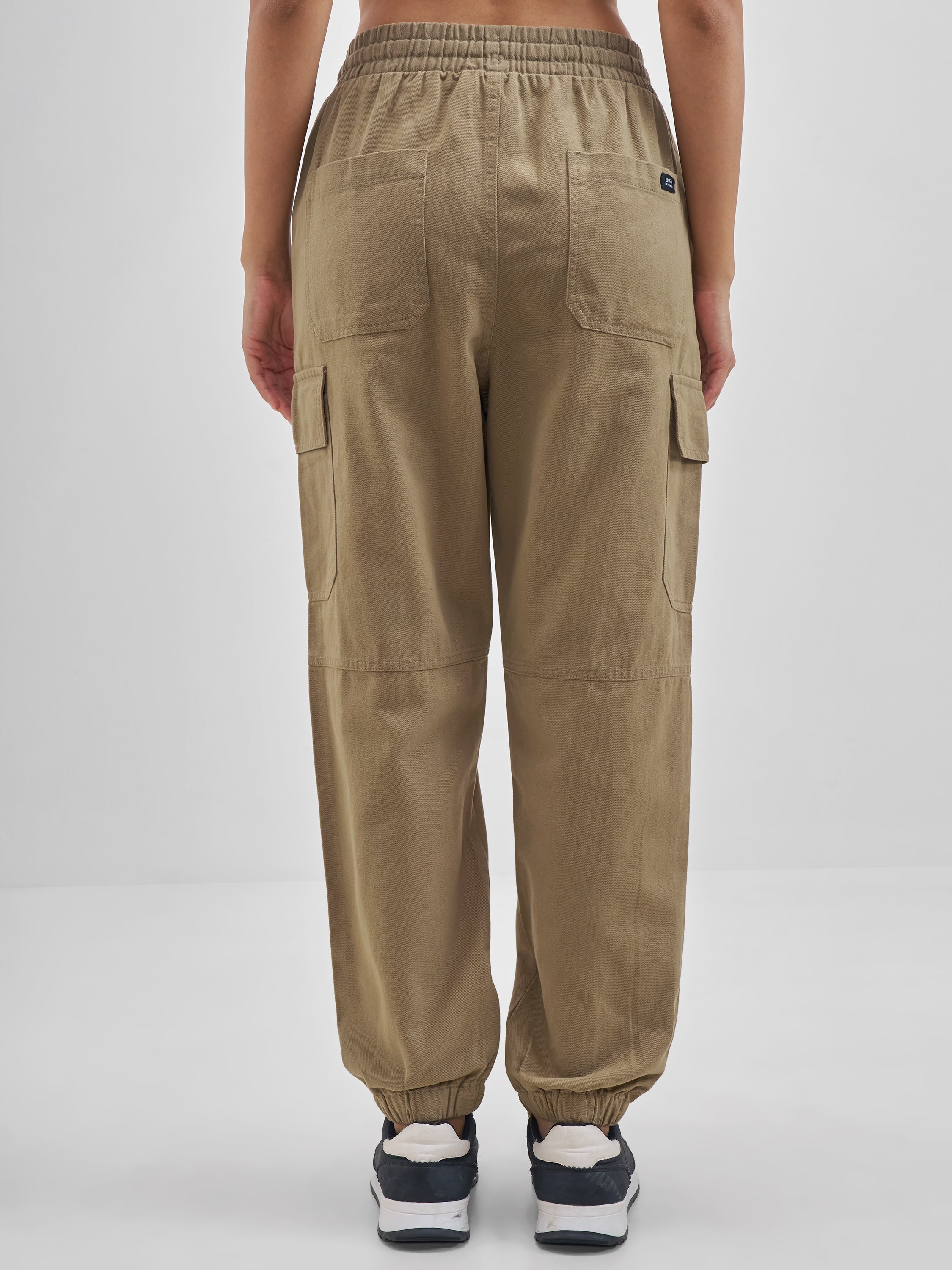 Street By Tokyo Talkies Women Brown Solid Regular Fit Cargos - Brown - Image 3