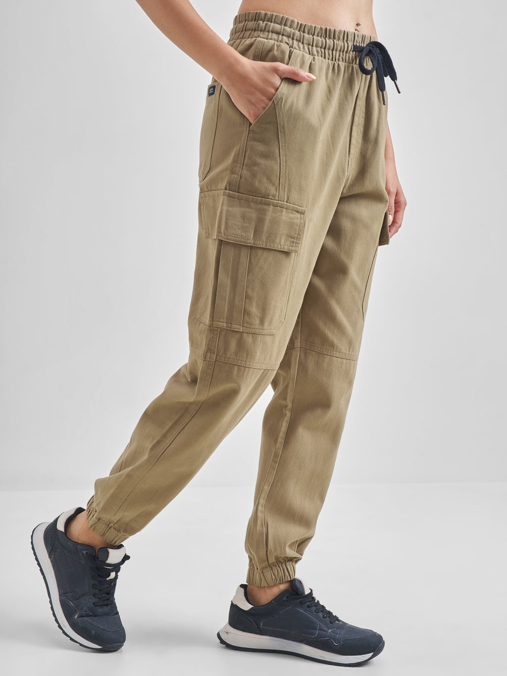 Street By Tokyo Talkies Women Brown Solid Regular Fit Cargos - Brown - Image 6