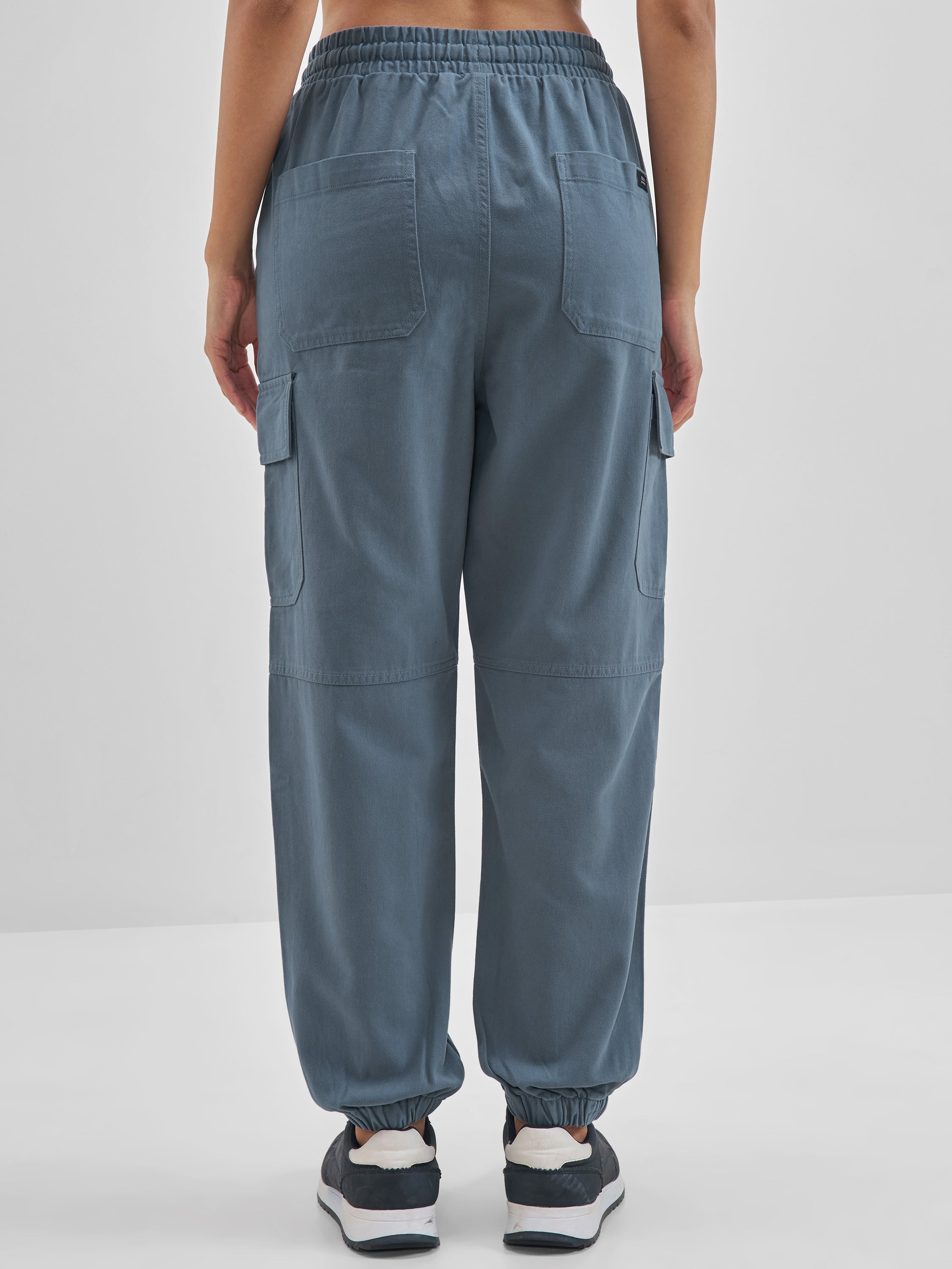 Street By Tokyo Talkies Women Blue Solid Regular Fit Cargos - Blue - Image 3