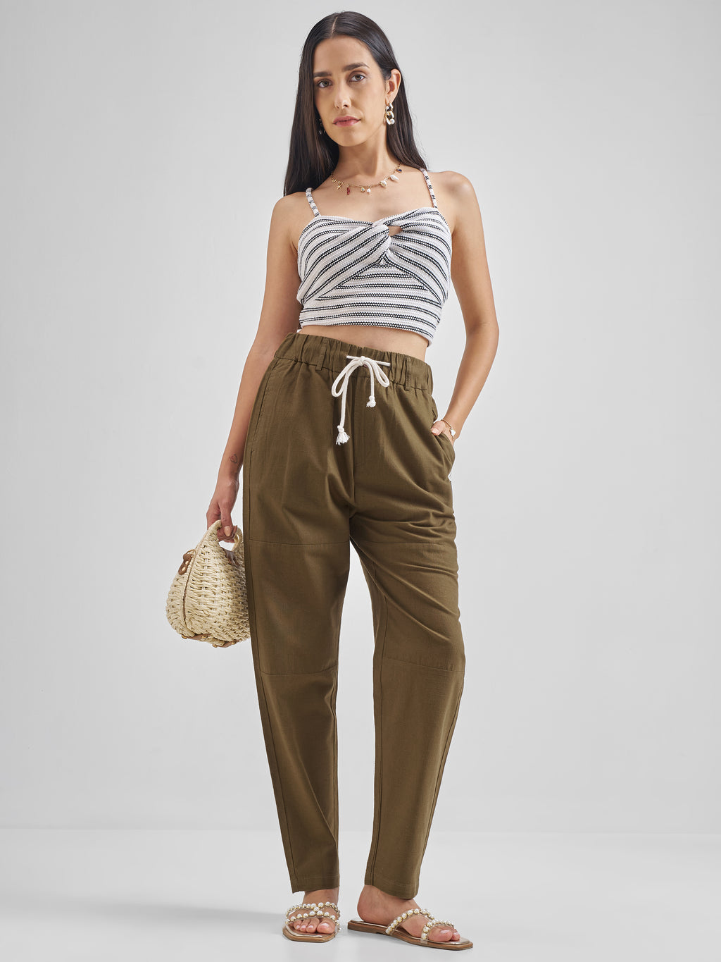 Street By Tokyo Talkies Women Brown Solid Straight Fit Casual Trouser - Brown - Image 2