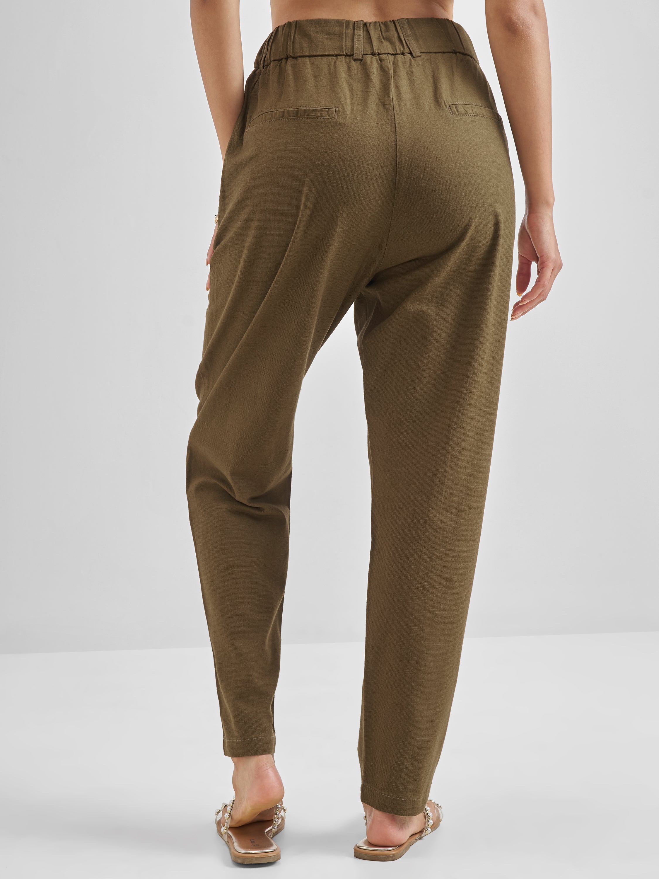 Street By Tokyo Talkies Women Brown Solid Straight Fit Casual Trouser - Brown - Image 3