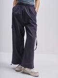 Tokyo Talkies Women Navy Blue Solid Straight Fit Cargos - Navy Blue - Image 1