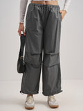 Tokyo Talkies Women Grey Solid Relaxed Fit Cargos - Grey - Image 1