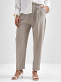 Chic By Tokyo Talkies Women Beige Solid Tapered Fit Trouser - Beige - Image 1