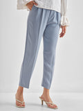 Chic By Tokyo Talkies Women Blue Solid Tapered Fit Regular Trouser - Blue - Image 1