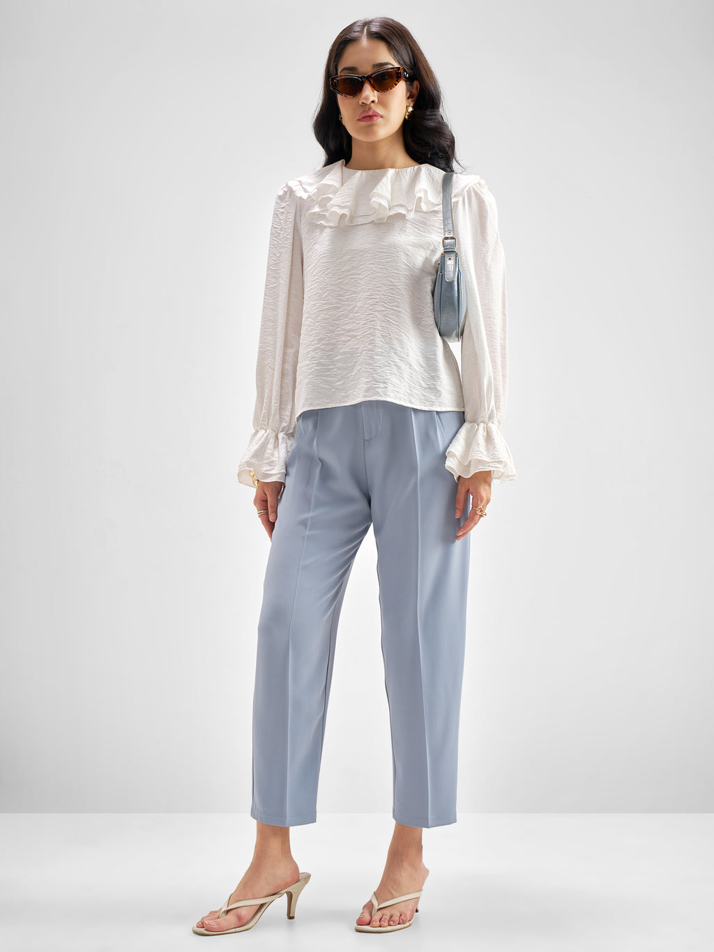 Chic By Tokyo Talkies Women Blue Solid Tapered Fit Regular Trouser - Blue - Image 2