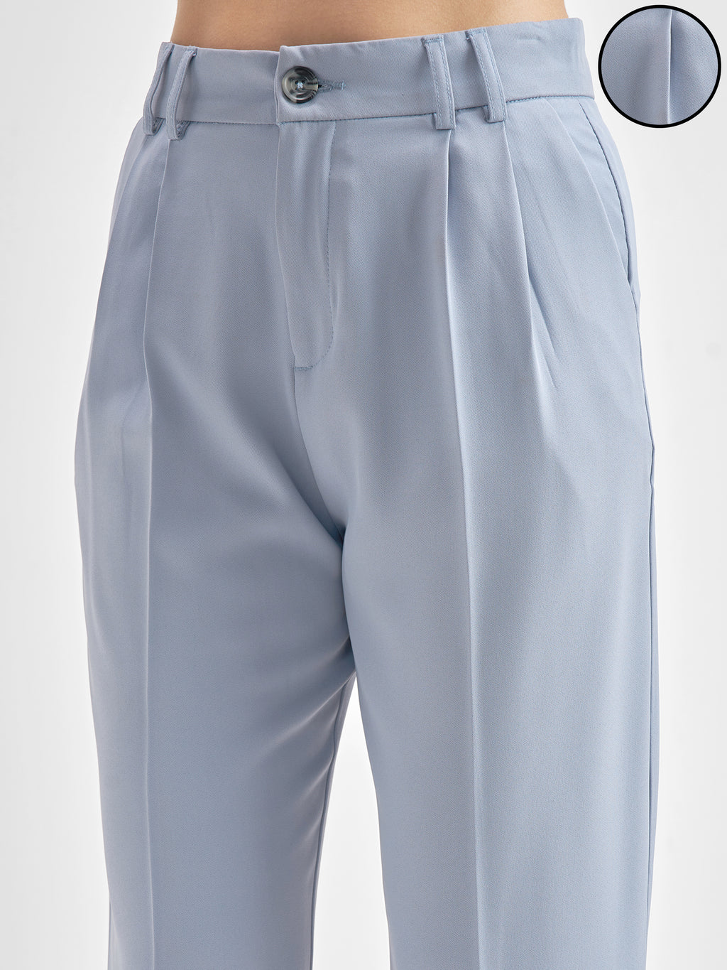 Chic By Tokyo Talkies Women Blue Solid Tapered Fit Regular Trouser - Blue - Image 5