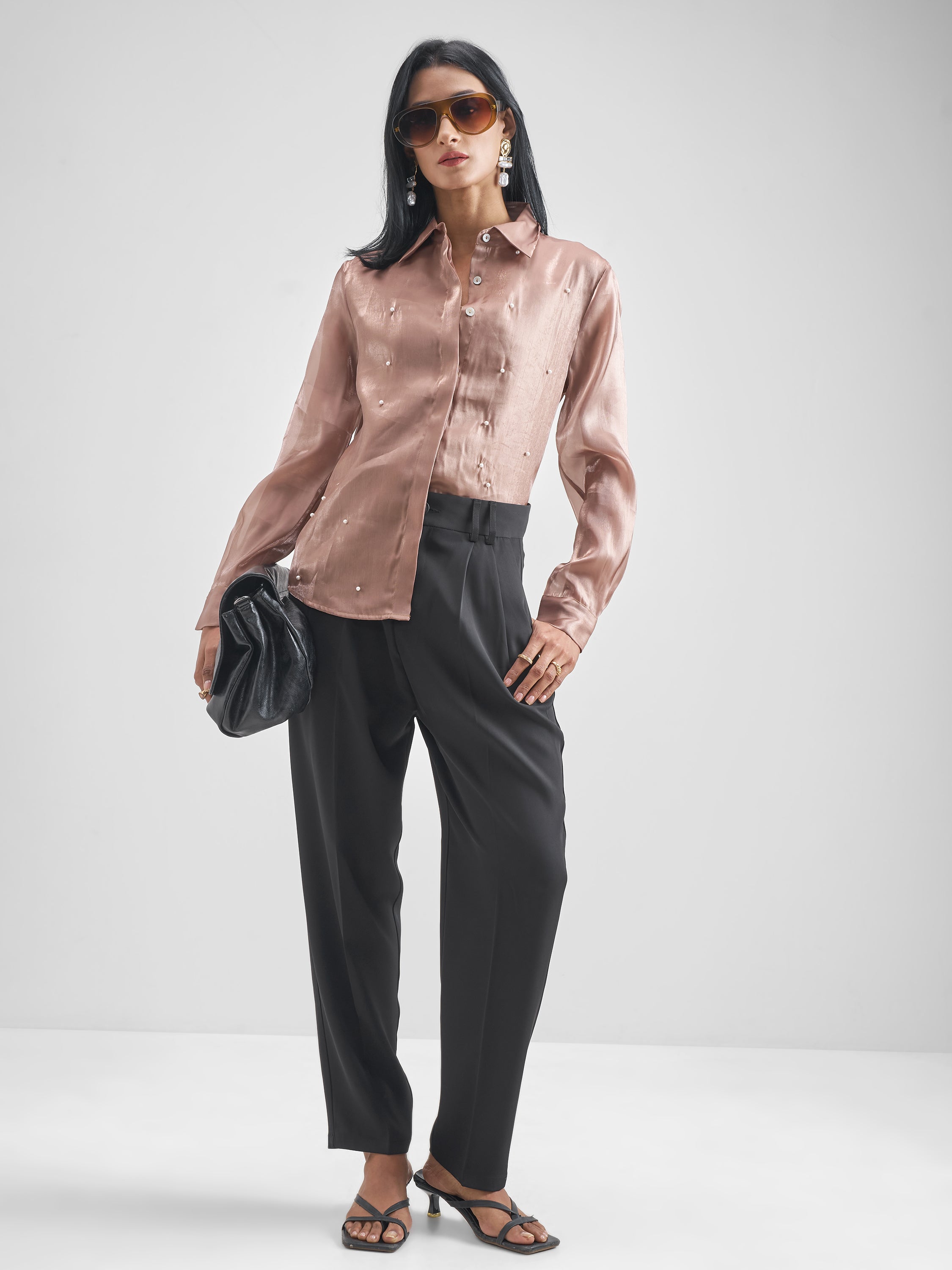 Chic By Tokyo Talkies Women Black Solid Tapered Fit Trouser - Black - Image 2