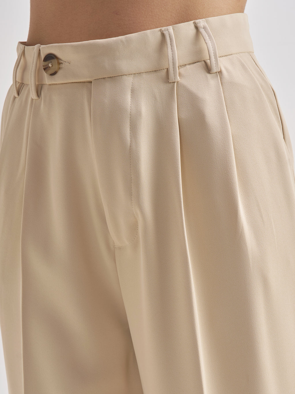 Tokyo Talkies Women Beige Solid Straight Fit Formal Trouser - Beige - Image 5