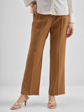 Tokyo Talkies Women Brown Solid Straight Fit Formal Trouser - Brown - Image 1