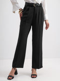 Tokyo Talkies Women Black Solid Straight Fit Formal Trouser - Black - Image 1