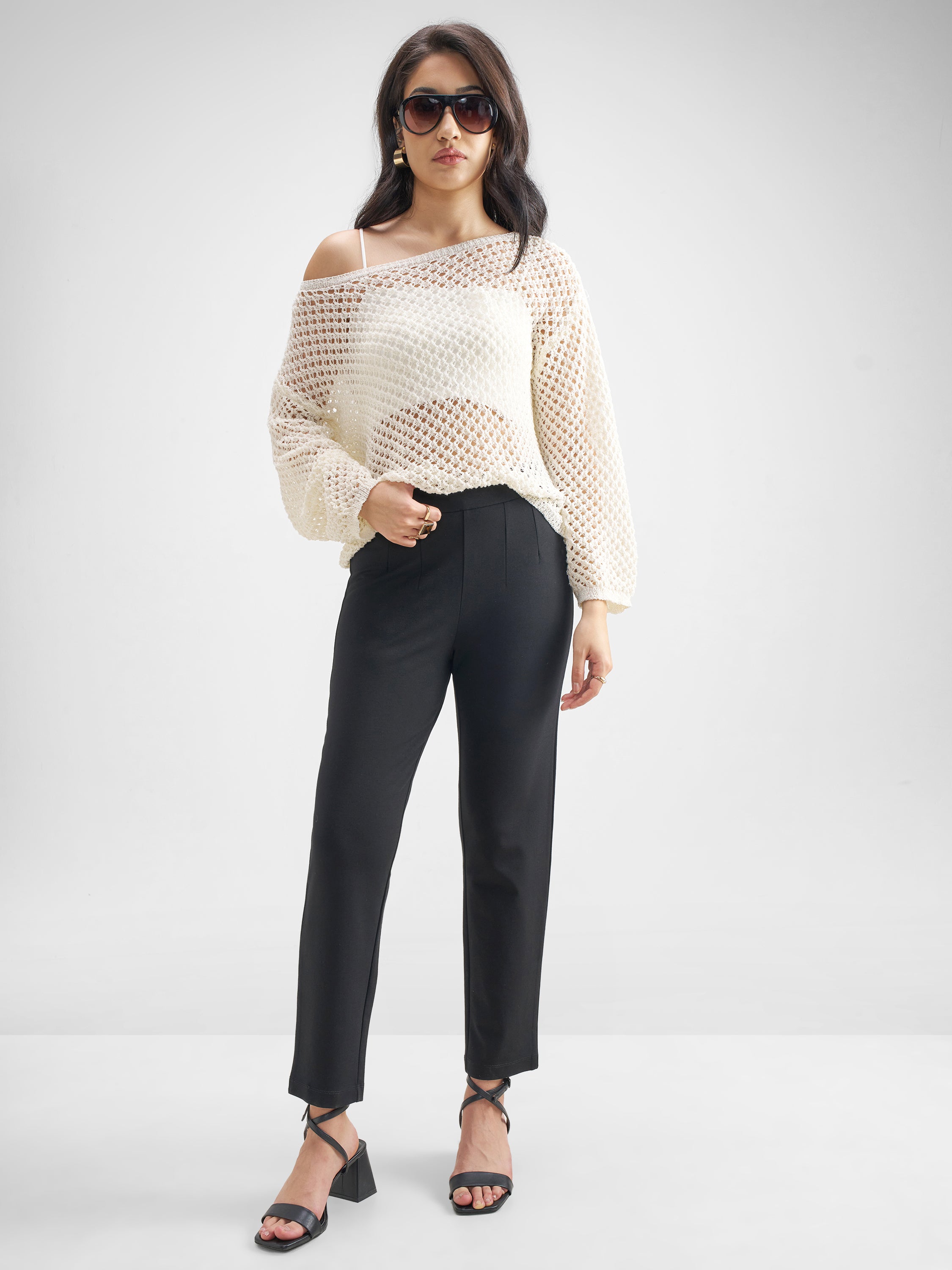 Tokyo Talkies Women Black Solid Slim Fit Regular Trouser - Black - Image 2