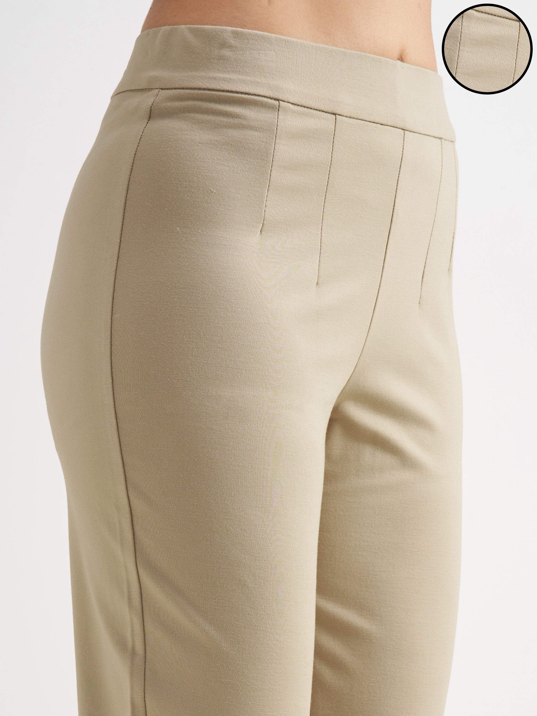 Tokyo Talkies Women Beige Solid Slim Fit Regular Trouser - Beige - Image 5