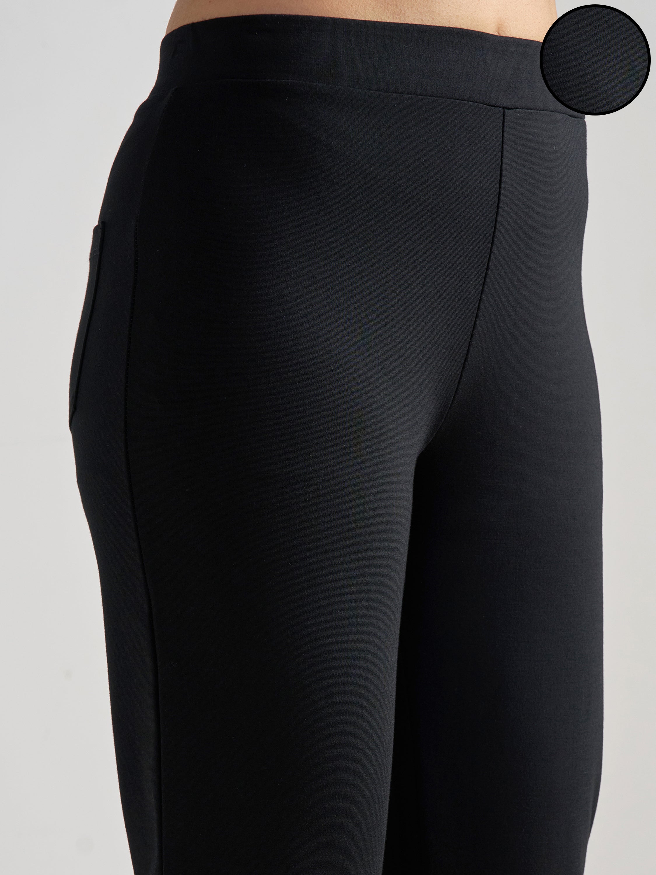 Tokyo Talkies Women Black Solid Bootcut Regular Trouser - Black - Image 5