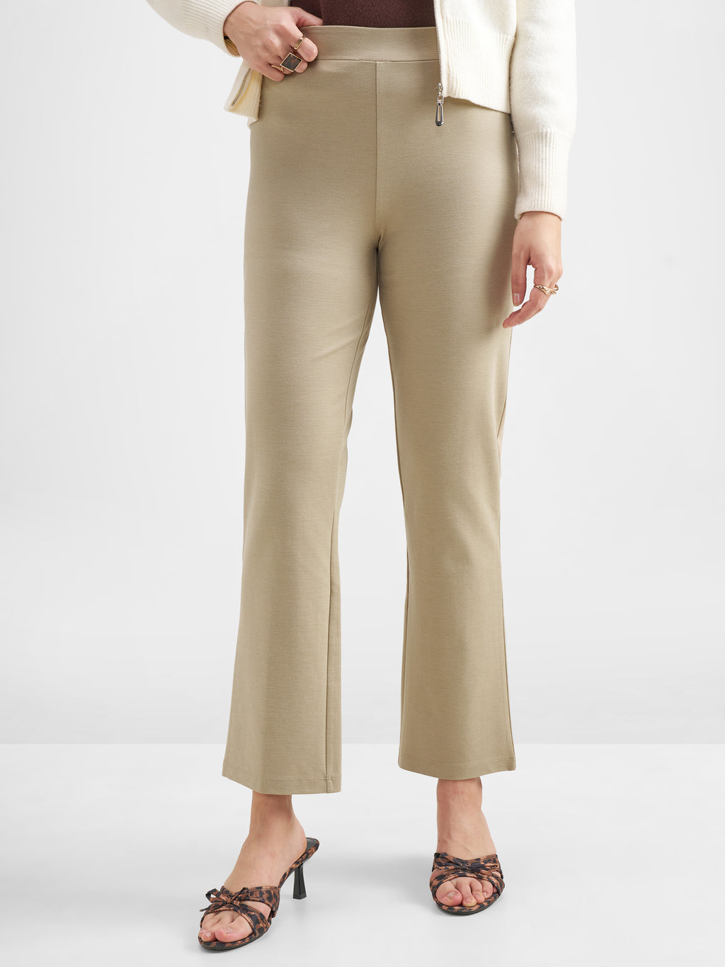 Tokyo Talkies Women Tan Solid Bootcut Regular Trouser - Tan - Image 1