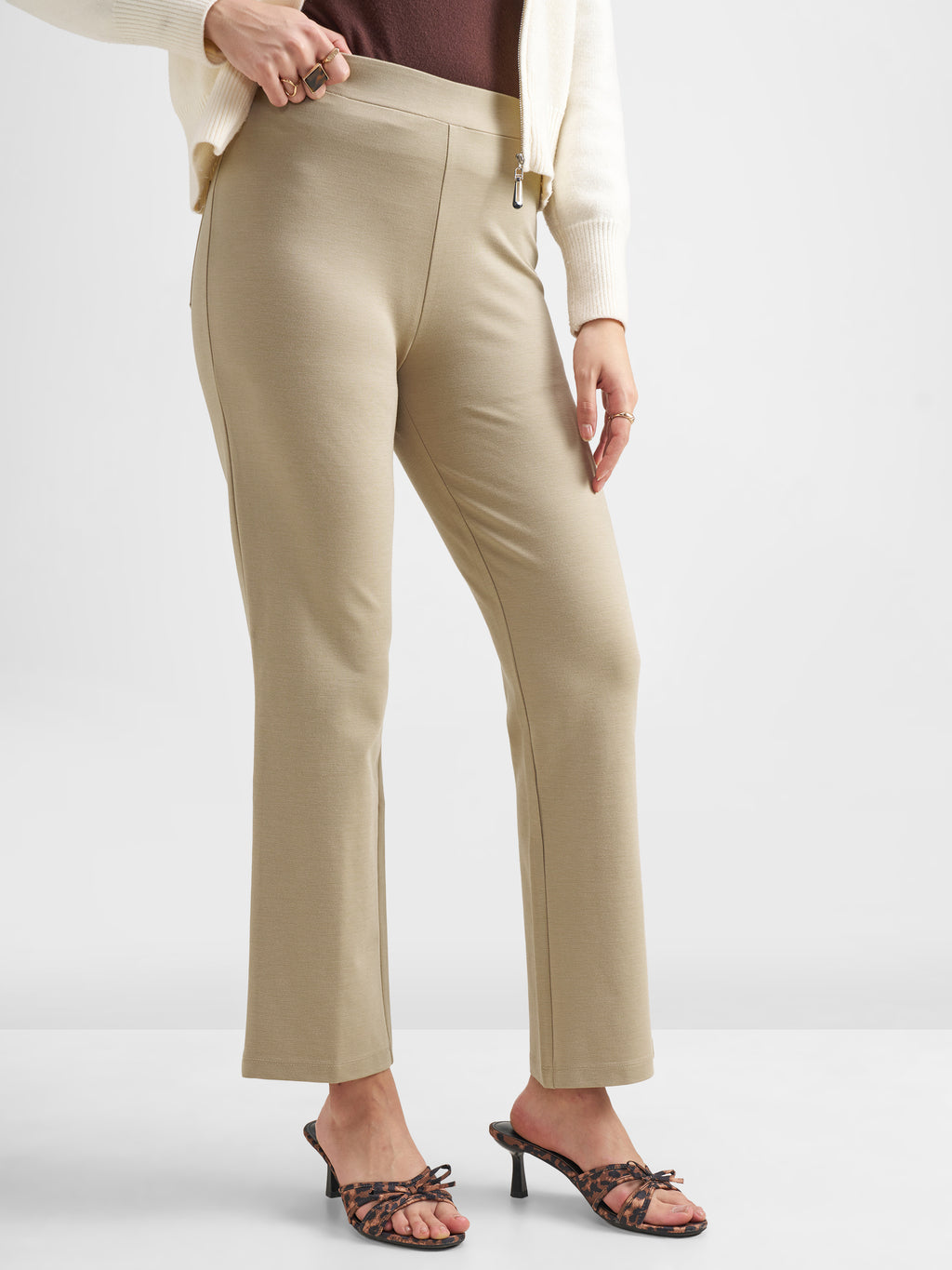Tokyo Talkies Women Tan Solid Bootcut Regular Trouser - Tan - Image 6