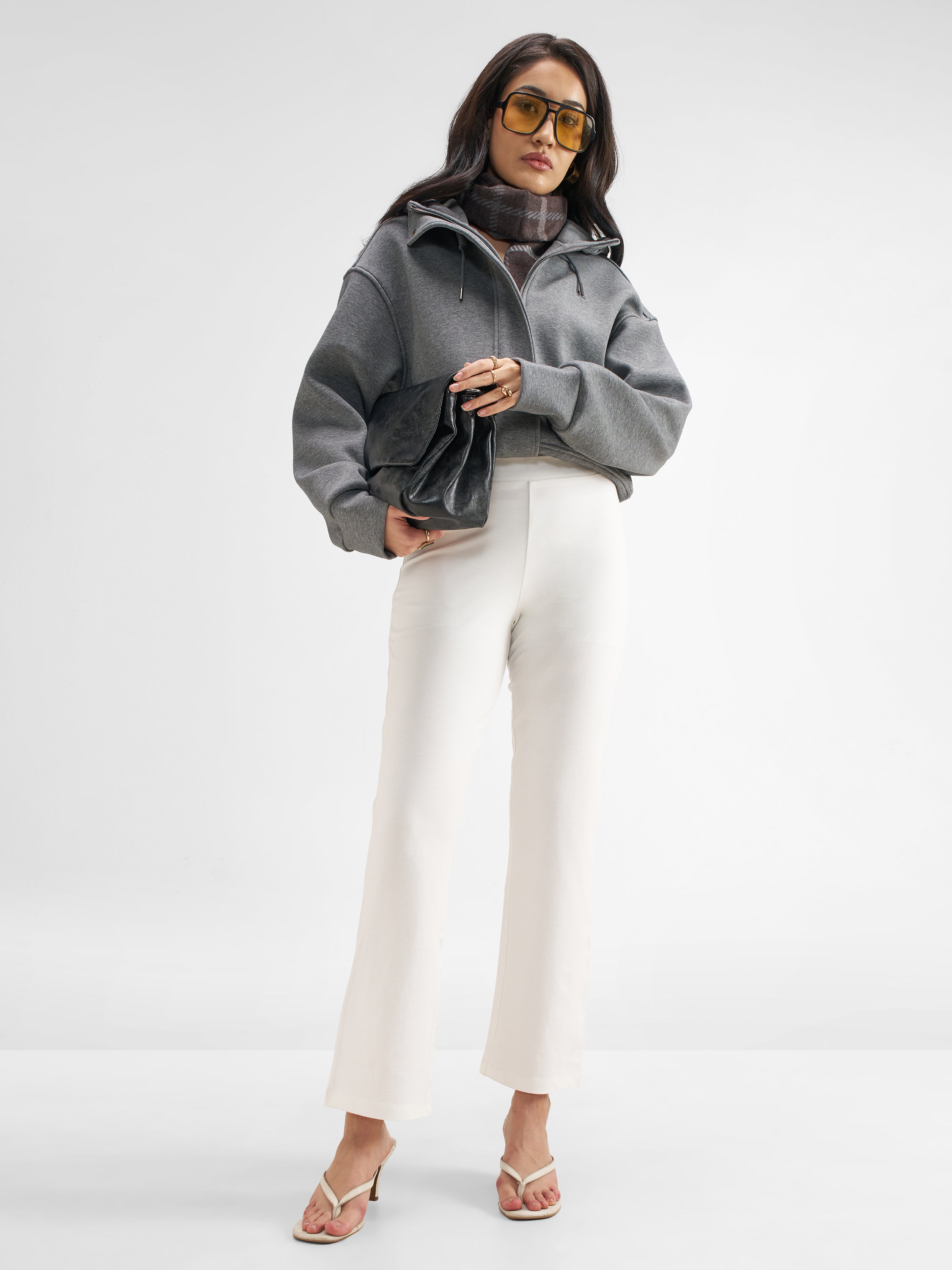 Tokyo Talkies Women White Solid Bootcut Regular Trouser - White - Image 2