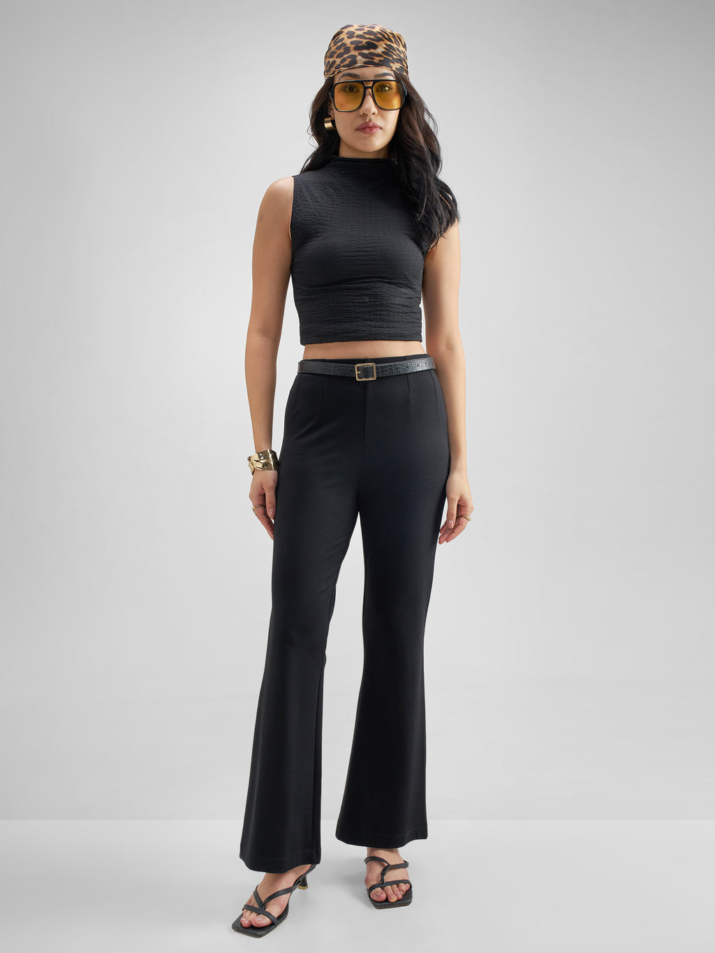 Tokyo Talkies Women Black Solid Bootcut Regular Trouser - Black - Image 2